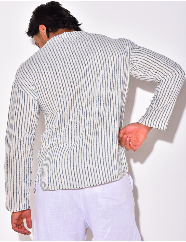 T-shirt manches longues à rayures avec cordelette T-shirt manches longues à rayures avec cordelette