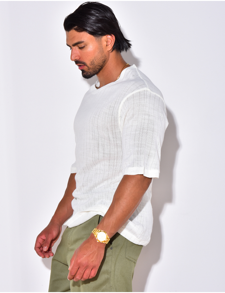 T-shirt uni ajouré
