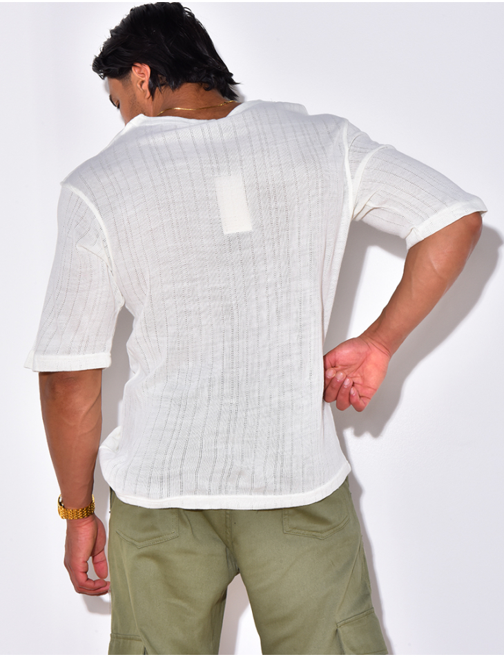 T-shirt uni ajouré