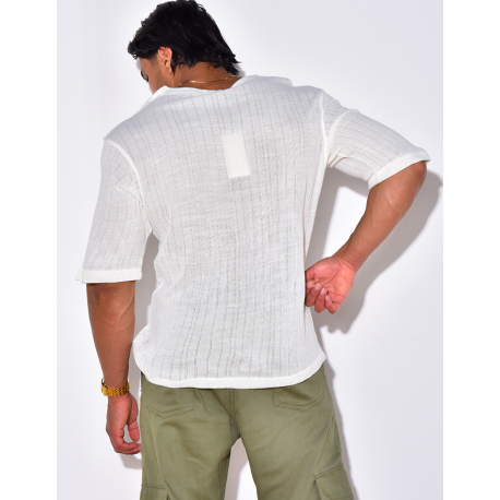 T-shirt uni ajouré