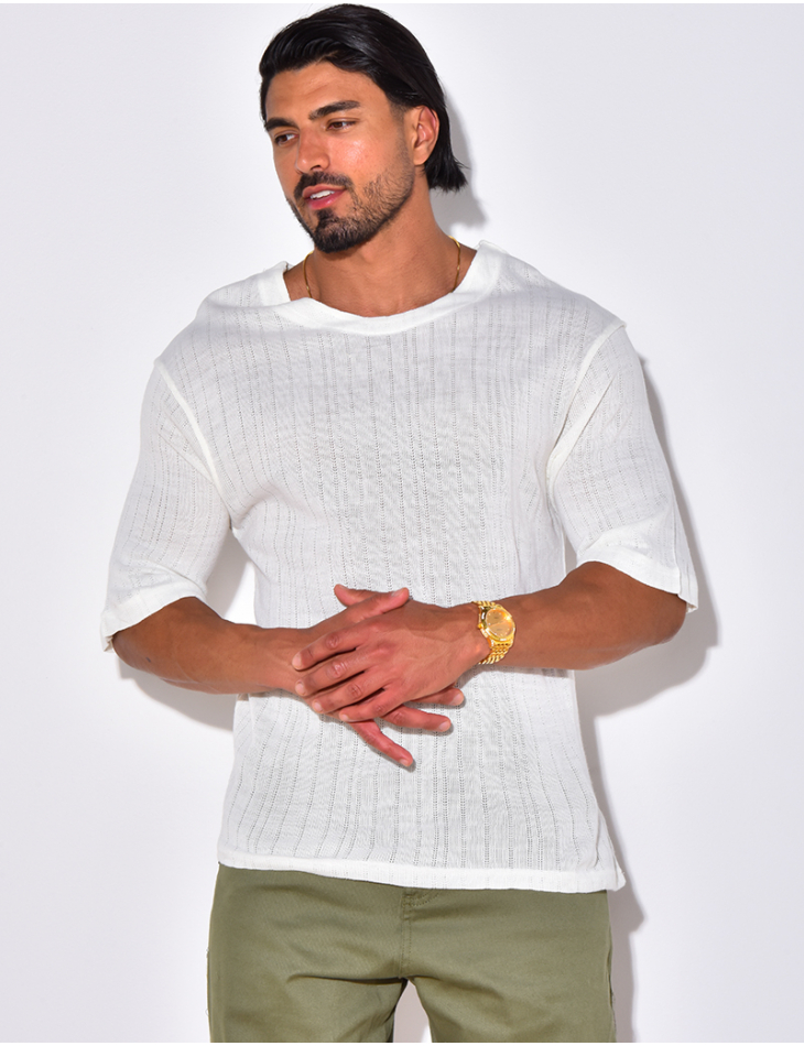T-shirt uni ajouré
