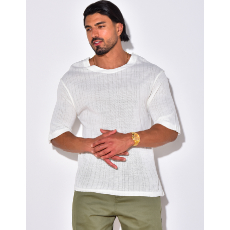 T-shirt uni ajouré