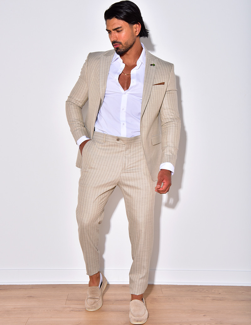 Ensemble de costume 3 pièces à rayures