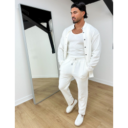 Ensemble plissé pantalon à couture apparente et chemise à boutons pressions Ensemble plissé pantalon à couture apparente et chemise à boutons pressions