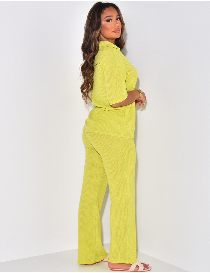 Ensemble pantalon et polo ajouré