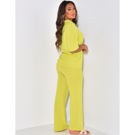 Ensemble pantalon et polo ajouré