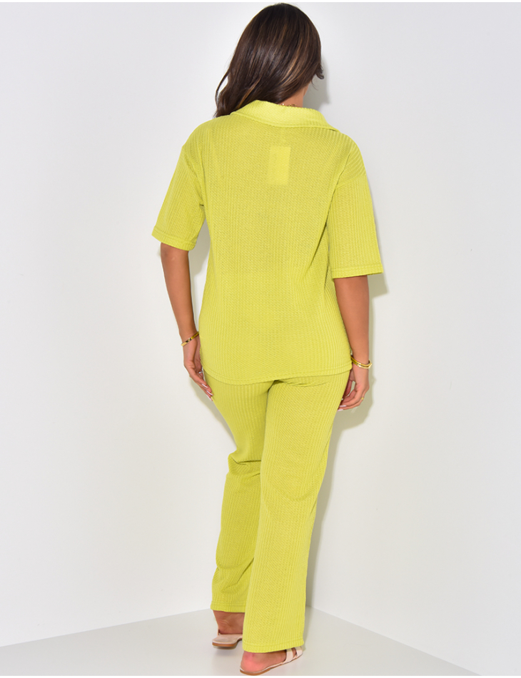 Ensemble pantalon et polo ajouré