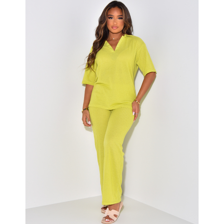Ensemble pantalon et polo ajouré