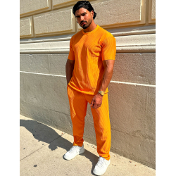 Ensemble pantalon et t-shirt plissé