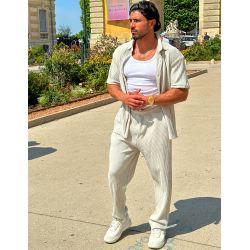 Ensemble chemise et pantalon plissé