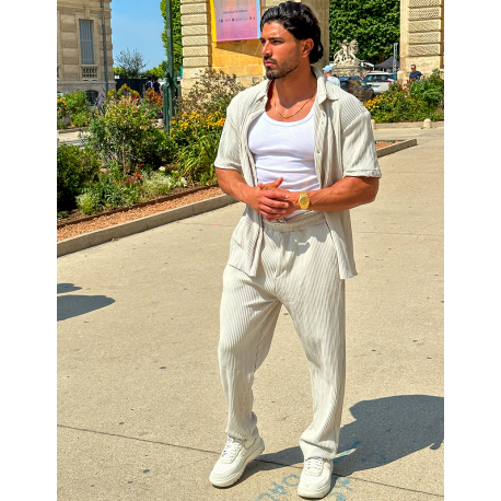 Ensemble chemise et pantalon plissé