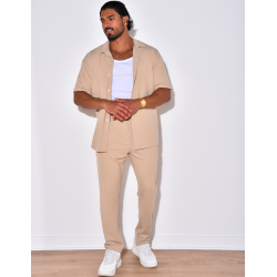 Ensemble pantalon et chemise en coton texturé