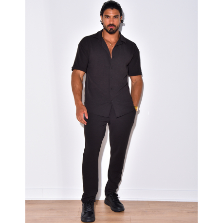 Ensemble pantalon et chemise en coton texturé