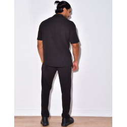 Ensemble pantalon et chemise en coton texturé
