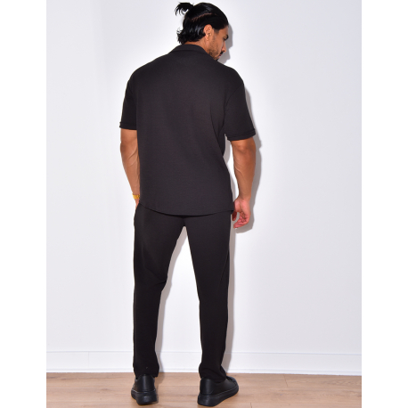 Ensemble pantalon et chemise en coton texturé