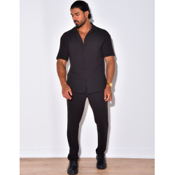 Ensemble pantalon et chemise en coton texturé
