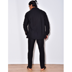 Ensemble pantalon et chemise manches longues plissé