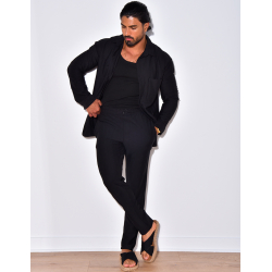 Ensemble pantalon et chemise manches longues plissé