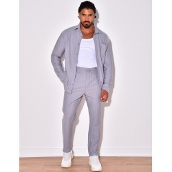 Ensemble pantalon et chemise manches longues plissé Ensemble pantalon et chemise manches longues plissé