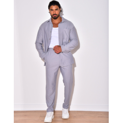 Ensemble pantalon et chemise manches longues plissé Ensemble pantalon et chemise manches longues plissé