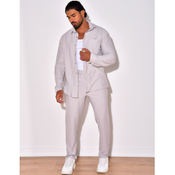 Ensemble pantalon et chemise manches longues plissé Ensemble pantalon et chemise manches longues plissé