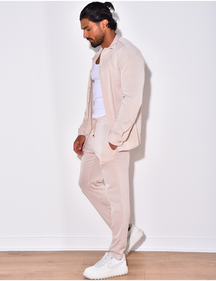 Ensemble pantalon et chemise manches longues plissé Ensemble pantalon et chemise manches longues plissé