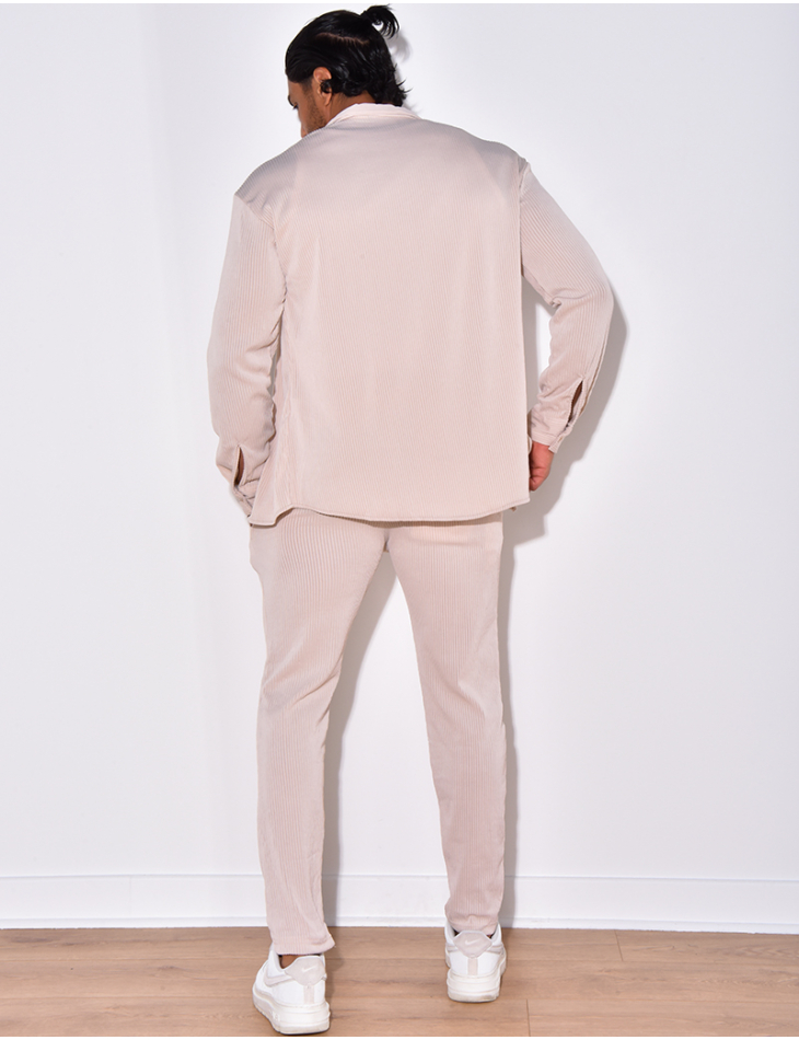 Ensemble pantalon et chemise manches longues plissé Ensemble pantalon et chemise manches longues plissé