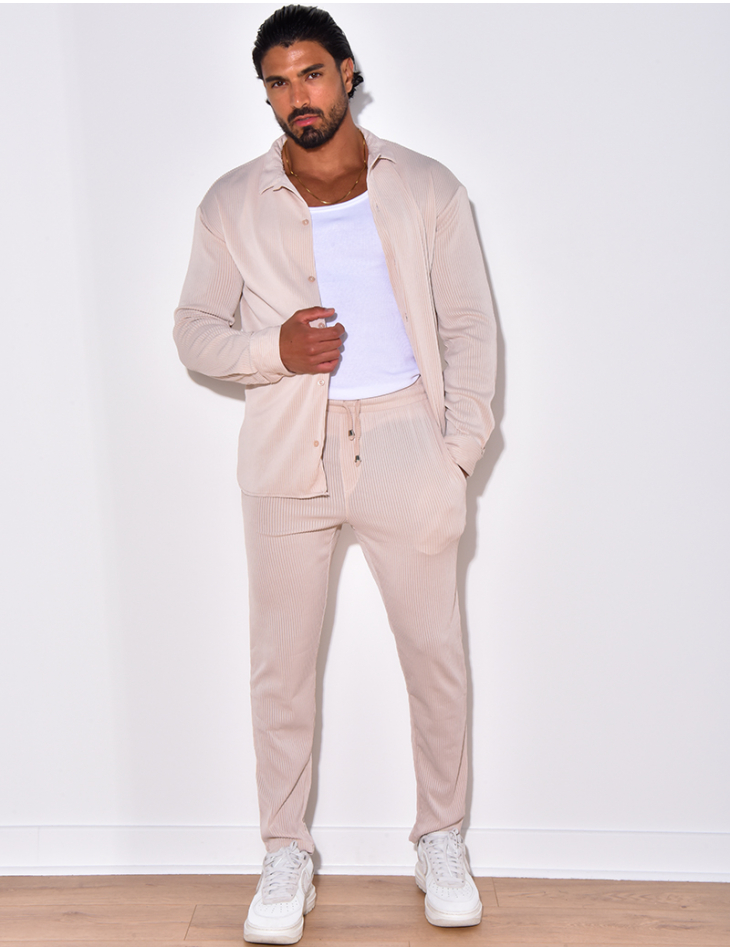 Ensemble pantalon et chemise manches longues plissé Ensemble pantalon et chemise manches longues plissé