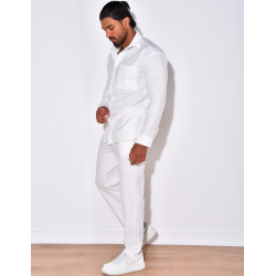 Ensemble pantalon et chemise manches longues plissé