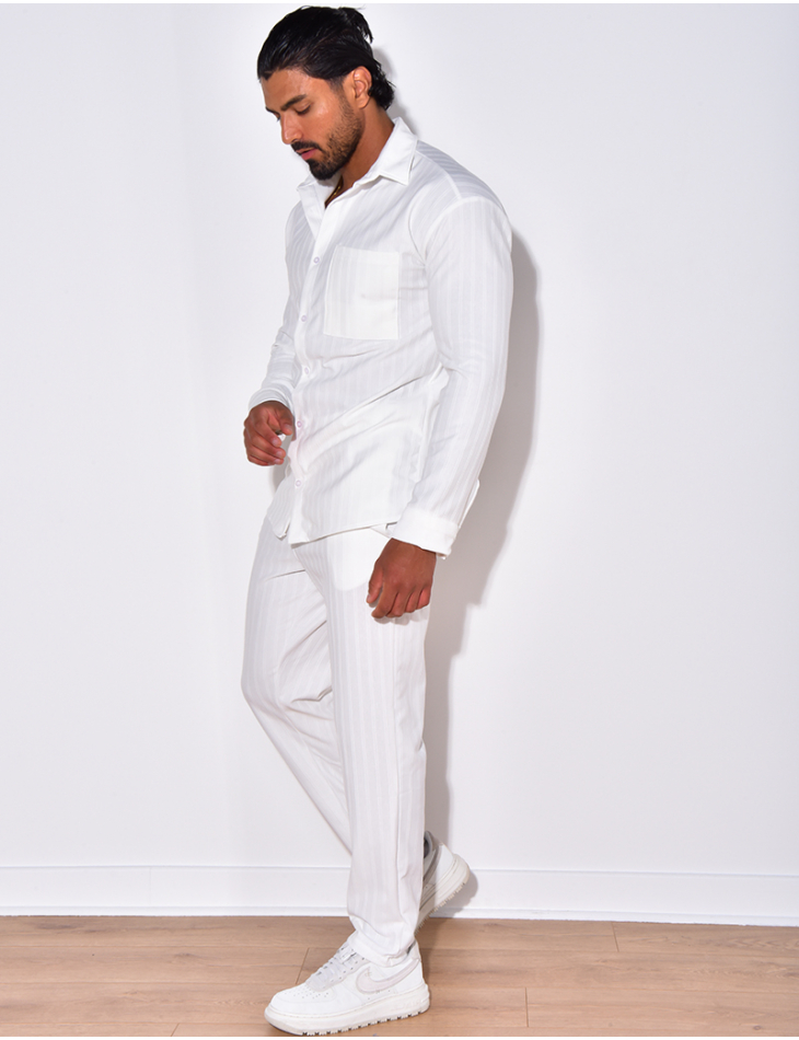 Ensemble pantalon et chemise manches longues plissé