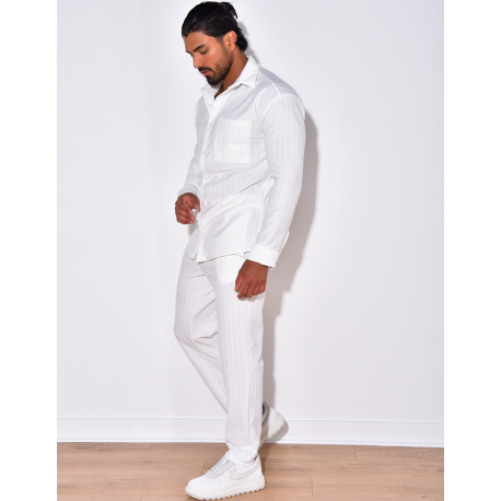 Ensemble pantalon et chemise manches longues plissé