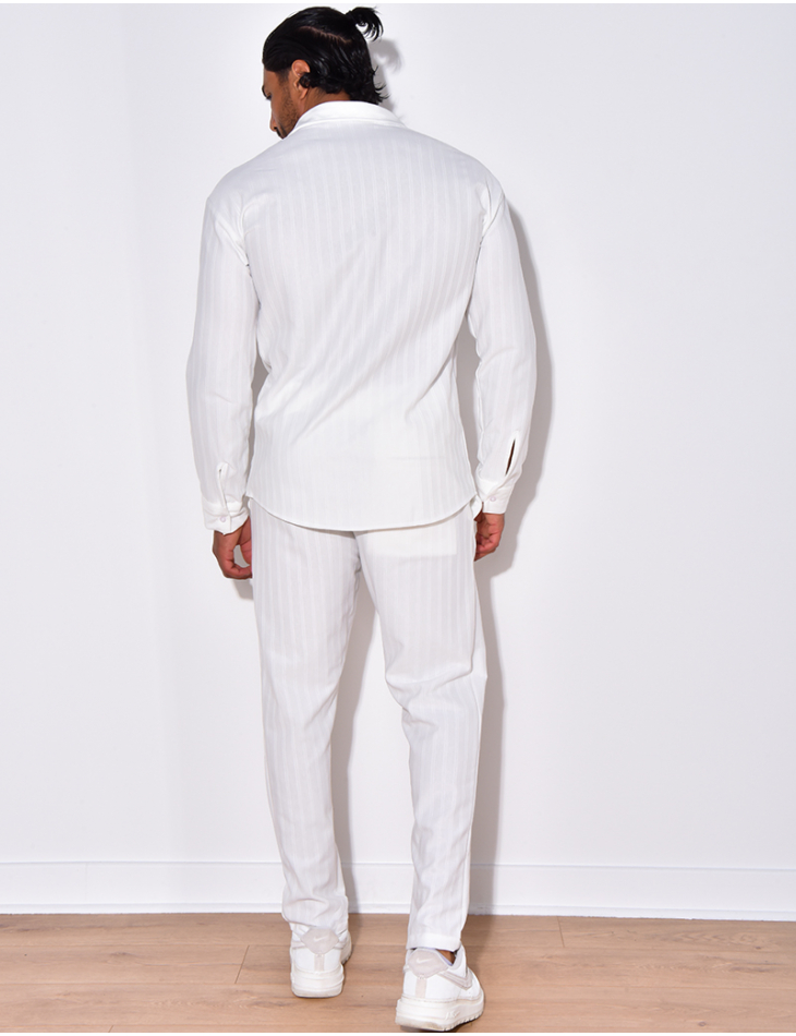 Ensemble pantalon et chemise manches longues plissé