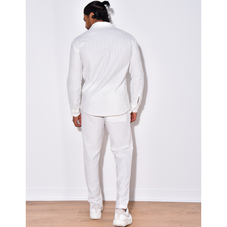 Ensemble pantalon et chemise manches longues plissé