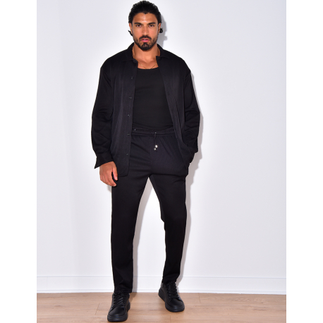 Ensemble pantalon et chemise manches longues plissé