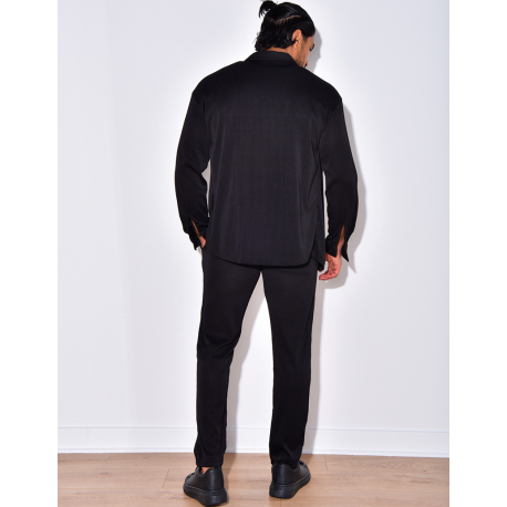 Ensemble pantalon et chemise manches longues plissé