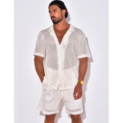 Ensemble short et chemise manches courtes ajouré Ensemble short et chemise manches courtes ajouré