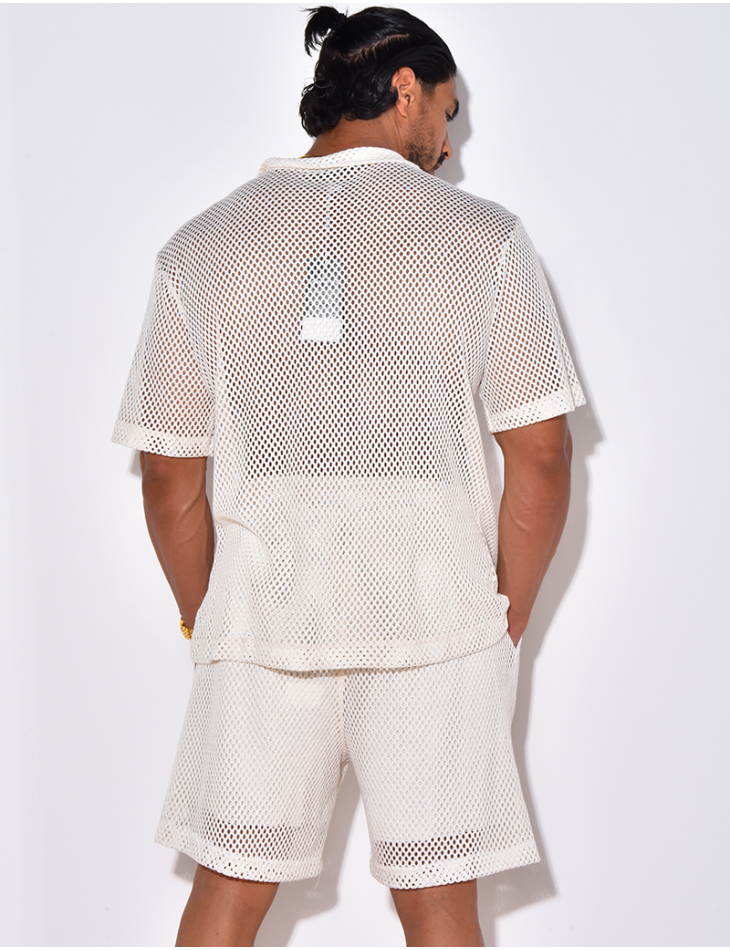 Ensemble short et chemise manches courtes ajouré Ensemble short et chemise manches courtes ajouré