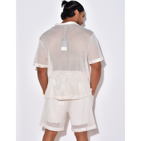Ensemble short et chemise manches courtes ajouré Ensemble short et chemise manches courtes ajouré