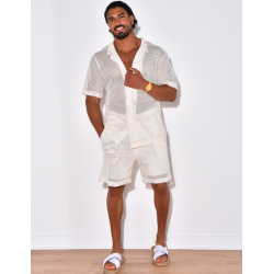 Ensemble short et chemise manches courtes ajouré Ensemble short et chemise manches courtes ajouré