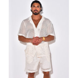 Ensemble short et chemise manches courtes ajouré Ensemble short et chemise manches courtes ajouré
