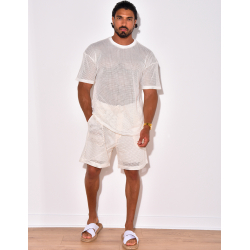 Ensemble short et t-shirt ajouré Ensemble short et t-shirt ajouré