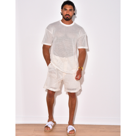 Ensemble short et t-shirt ajouré Ensemble short et t-shirt ajouré
