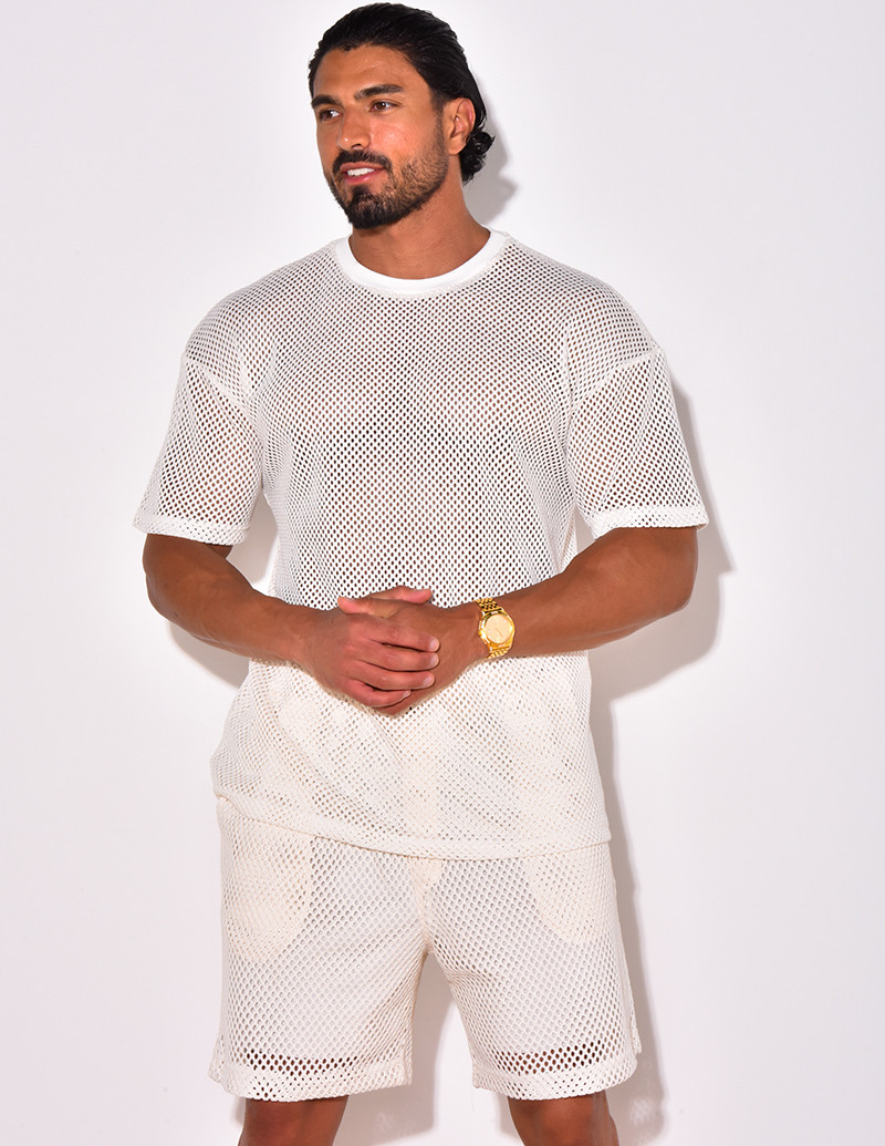 Ensemble short et t-shirt ajouré