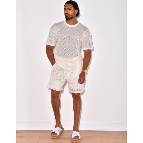 Ensemble short et t-shirt ajouré Ensemble short et t-shirt ajouré