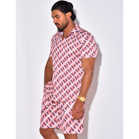 Ensemble short et chemise à forme géométrique