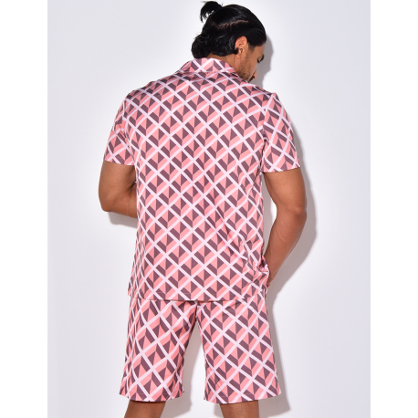 Ensemble short et chemise à forme géométrique