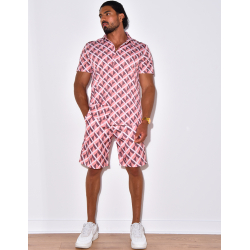 Ensemble short et chemise à forme géométrique