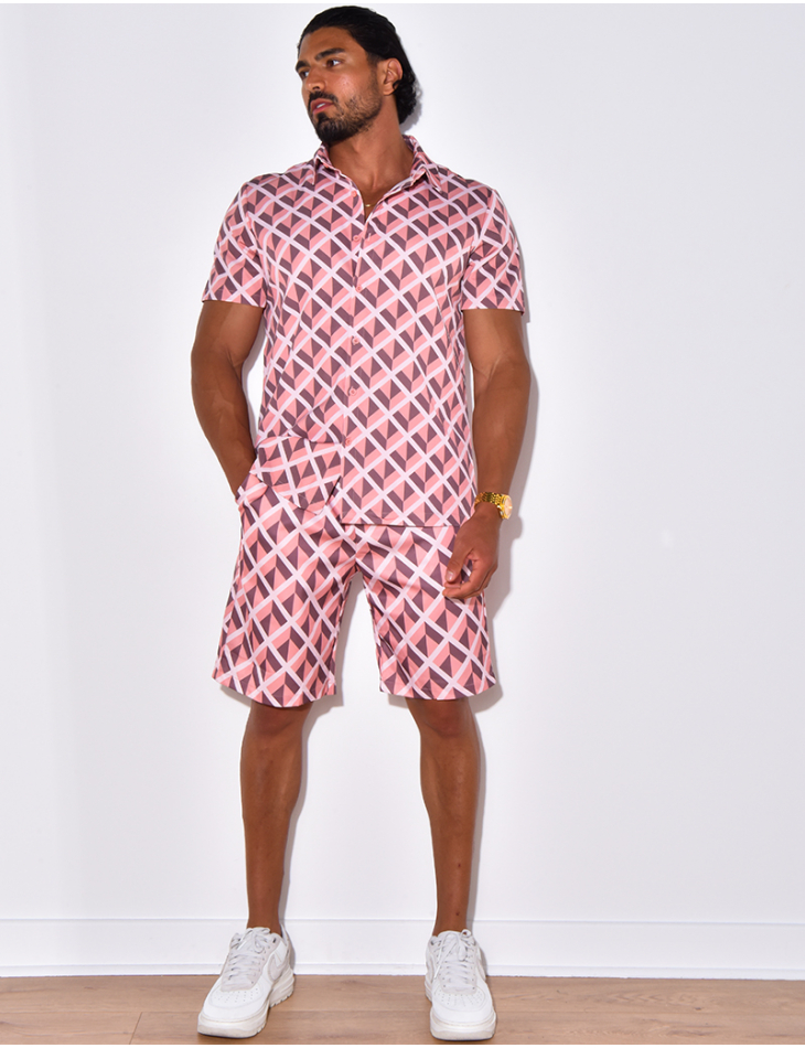 Ensemble short et chemise à forme géométrique