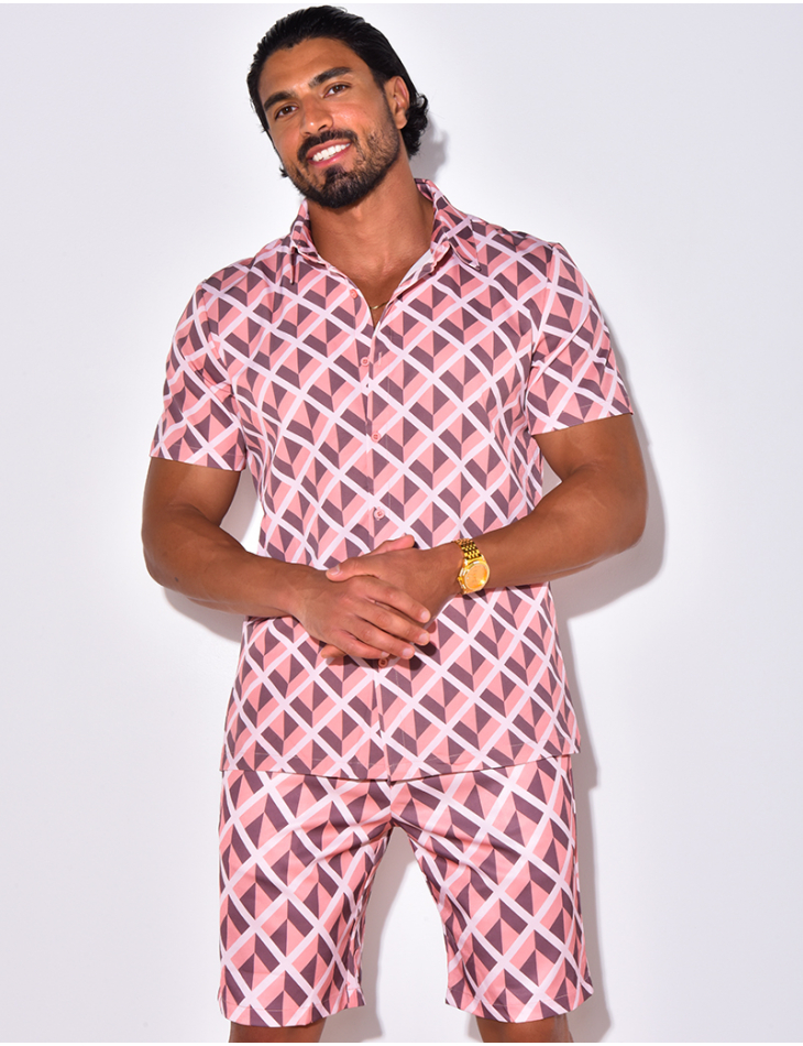 Ensemble short et chemise à forme géométrique