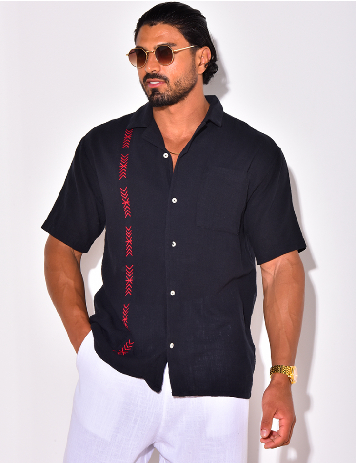 Chemise en lin à motifs flèches Chemise en lin à motifs flèches